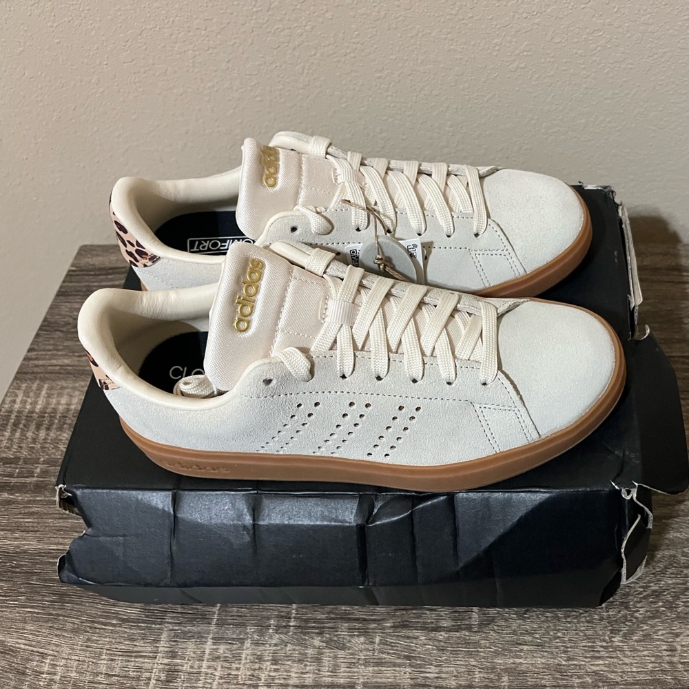 NWT Adidas CloudFoam Cream & Leopard Sneakers - Picture 5 of 6